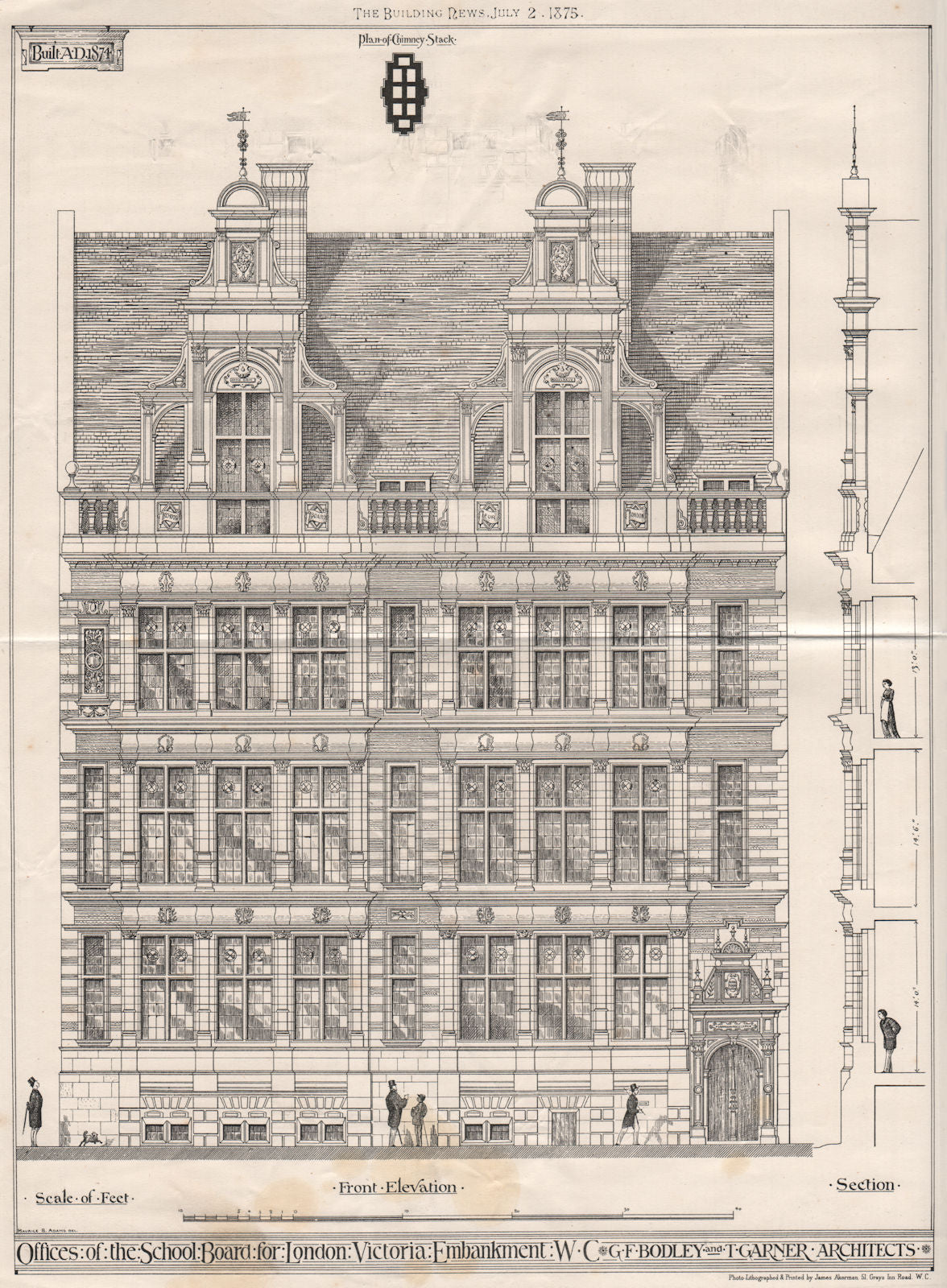 Chimney stack; Offices of the School Board for London, Victoria Embankment 1875